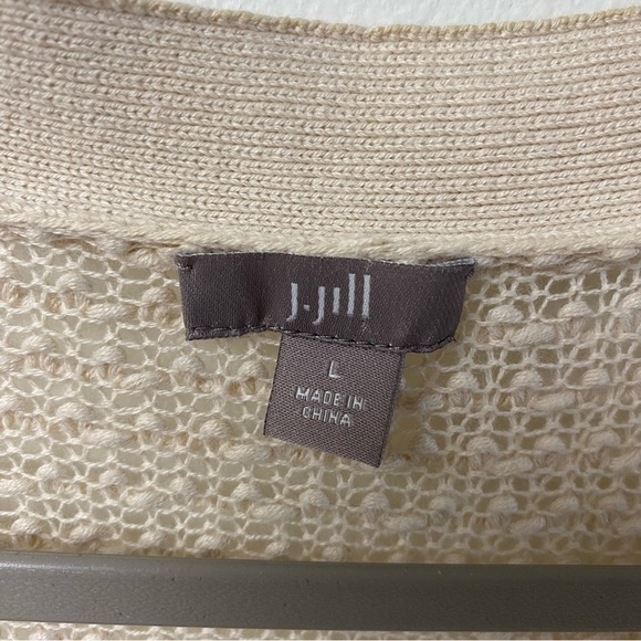 J Jill Textured Oatmeal Longline Cardigan Cotton Wool Blend Size Large - Picture 5 of 6